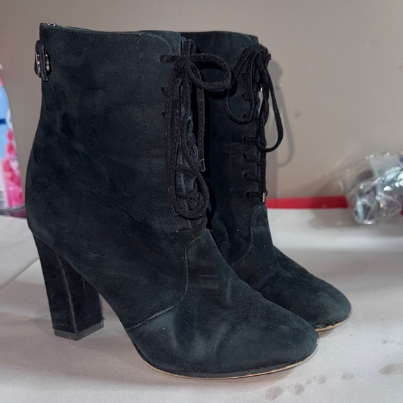 Saks Fifth Avenue Black Heeled Boots - Picture 1 of 6